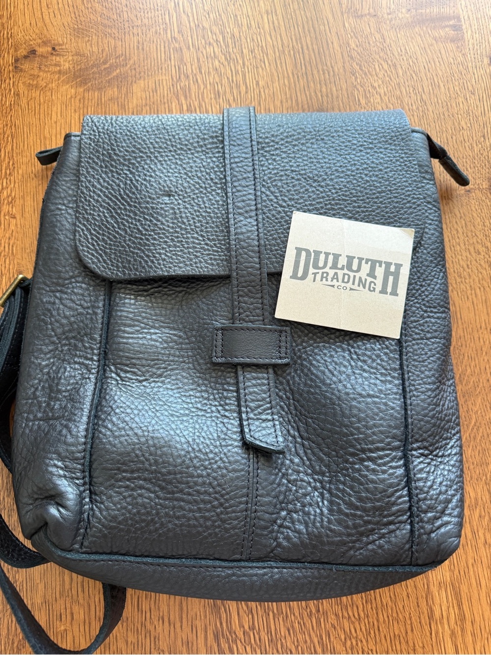 Duluth Trading Co Black Pebbled Leather Crossbody Backpack